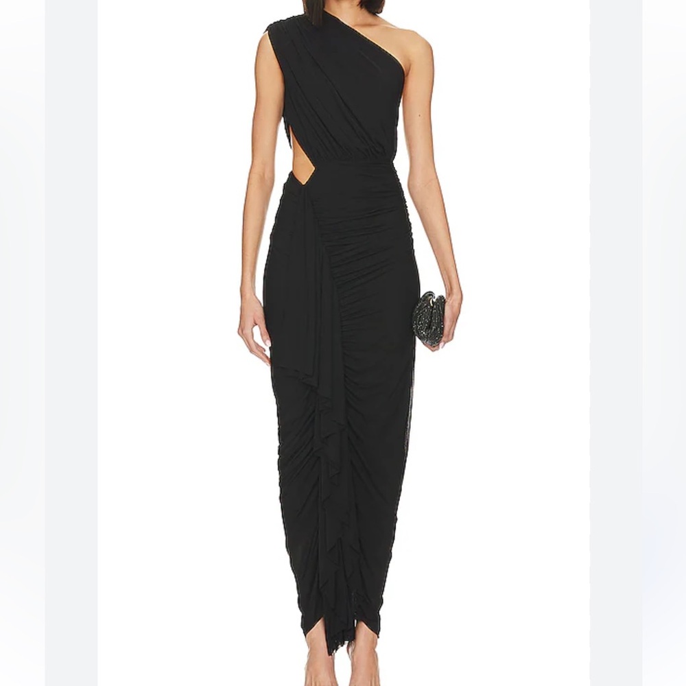 Superdown NWT Juliet One-Shoulder Black Ruched Evening Dress size XS